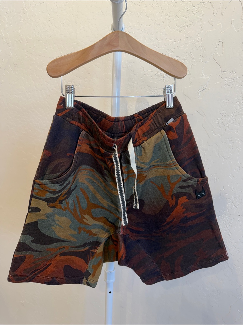 Kids Camo Drawstring Shorts - Brown/Green